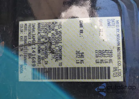 2014 Nissan Altima 2.5 S z USA, uszkodzony, nr VIN 1N4AL3AP6EC141689